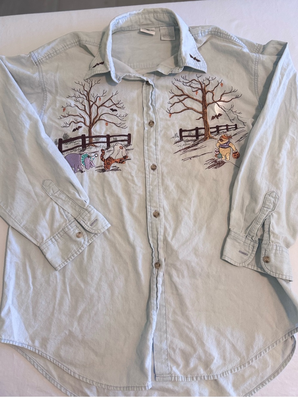 Winnie the Pooh Halloween Disney Catalog denim Vtg Button down sz Large